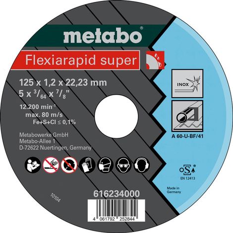 METABO Trennscheibe Flexiarapid super 125x1,2x22,23 Inox, TF 41 616234000 (1/2)