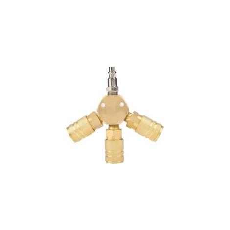 Houhence – Conector neumático en T de tres vías de 1/4" – Conector rápido metálico – Presión de 150 MPa – Para mangueras de poliuretano y herramientas neumáticas – Crezuo