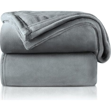 MINKUROW Kuscheldecke, flauschige Fleecedecke, weich und warm für Bett, Sofa, Kuscheldecke als Couchdecke, 150 x 200 cm, Silbergrau (1/5)