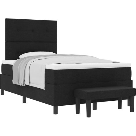 Box Spring Bed with Cushion Black 120 x 190 cm Fabric vidaXL (1/5)