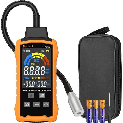 Détecteur de Fuite Gaz Écran Couleur Naturel Sonde Flexible Universelle Alarme Sonore Visuelle Localisation de Méthane Gaz Naturel Propane Gaz de Pétrole Liquéfié Essence pour Camping Maison (1/5)