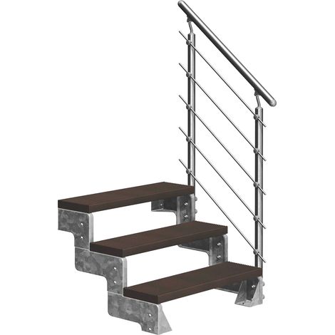 Dolle Außentreppe Gardentop 54-66cm Geschosshöhe mit Trimax dunkelbraun 100cm breit mit Prova-Geländer