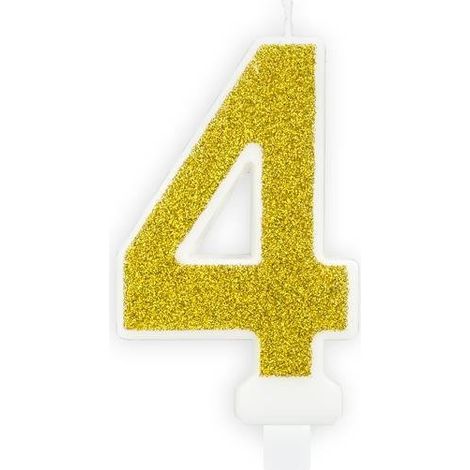 Candela di compleanno numero 4, oro (1/3)