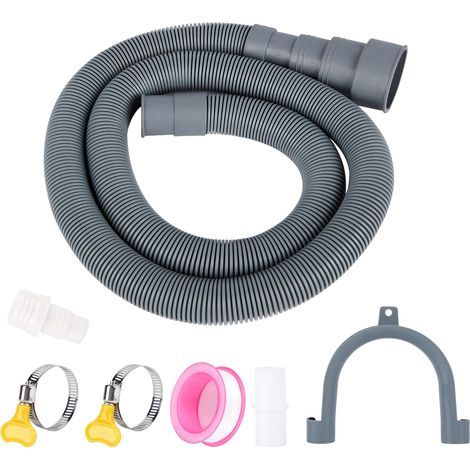Kit d'extension de tuyau de vidange, 1 m/1,5 m/2 m/2,5 m/3 m/4 m/5 m, tuyau universel pour lave-vaisselle, y compris les raccords de tuyau et les colliers de serrage, pour lave-vaisselle (2 m) (1/5)