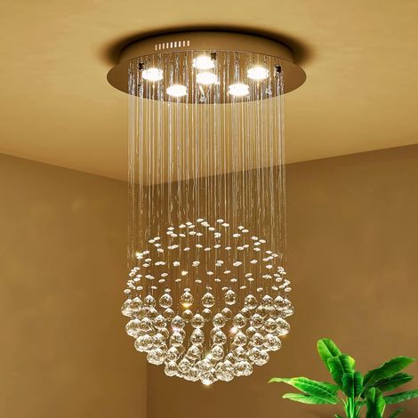 Lustre moderne gouttelettes de cristal lustre de plafond LED encastré lustre salle à manger salle à manger salon 6 GU10 Ampoule LED nécessaire h81cm X d45cm (1/5)