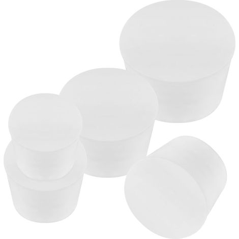 5 Pièces Bouchons Solides pour Tube à Essai en Caoutchouc Blanc Tubes D’essai, Installation et Retrait Faciles, Étanchéité Fiable (1/5)
