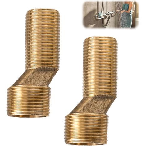 Lot de 2 Adaptateurs de robinet, Laiton, Raccord excentré 9mm, Bras pivotant réglable, Pour salle de bain (1/5)