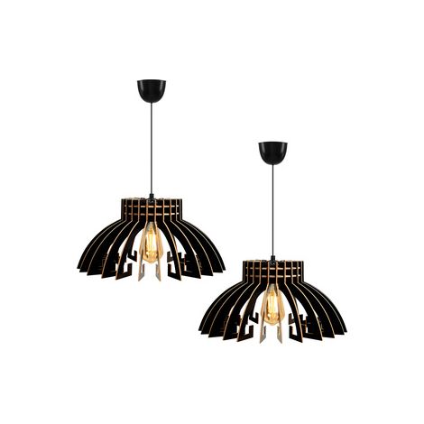 WellHome Juego de 2 lámparas de techo cúpula 55 cm negro, tipo e 27 max 45 - 60 w, colección Covadonga,, casquillo E 27 Max 45 - 60