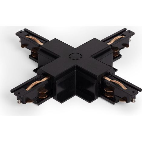 Conector Tipo X para Carril Trifásico DALI Empotrable Aluminio Negro (1/4)