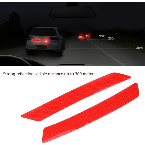 4-teiliger reflektierender Sicherheitsstreifen für Autostoßstangen, roter Warnaufkleber