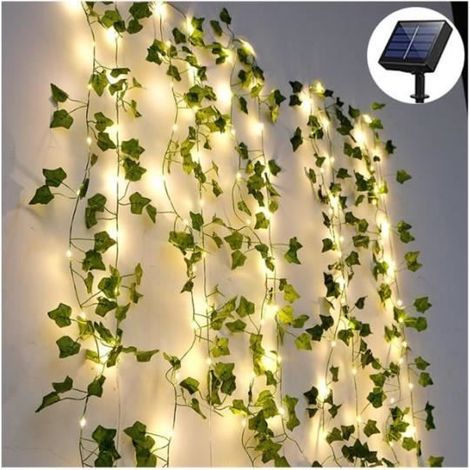 1 pièce Guirlande lumineuse solaire, feuilles de lierre, 50 LED, 5 m, 8 modes, éclairage extérieur jardin terrasse (1/4)