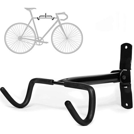 Support mural pour vélo pliable pour rangement de vélo et gain de place – Cintre pour vélo avec protection du cadre rembourré en mousse – Noir (1/5)