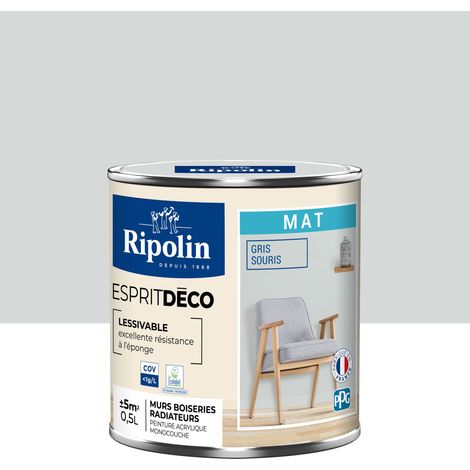 Peinture Murale Toutes Pièces - Mat - 0,5L - Gris Souris - Ripolin (1/5)