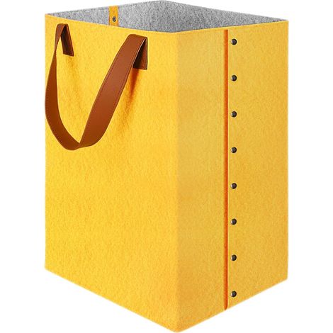 Cesto para la ropa sucia, con asas, grande de fieltro de 72 l, plegable, multiusos, para ropa sucia, amarillo (30 x 40 x 60 cm)