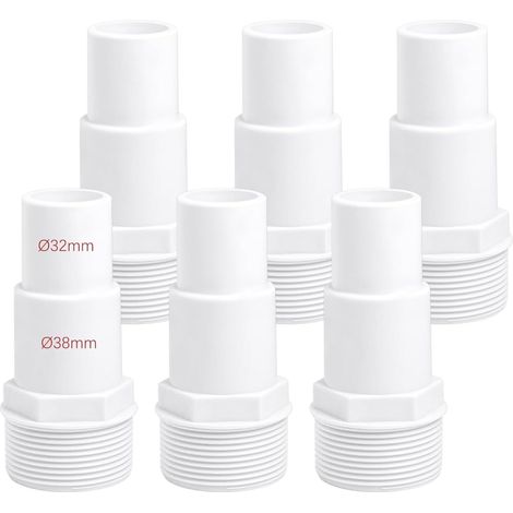 Lot de 4 raccords tuyau pour piscine - Diamètre : 32/38 mm Blanc Gris (1/4)