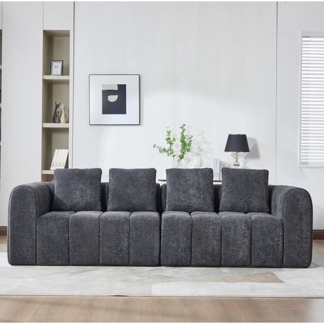 sofá modular 2 piezas sin montaje gris oscuro OKMYHOME (1/5)