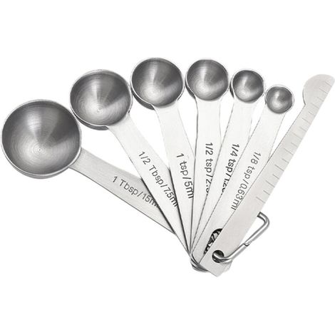 6PCS Measuring Spoons Set with Measuring Ruler for Dry and Liquid Ingredients Cooking Baking Utensils Stainless Steel Heat-Resistant Cookware Set Kitchen Gadgets (1/5)