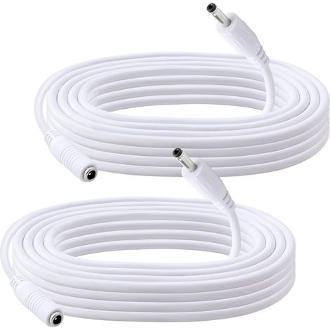 2 Pièces 3m 22 AWG 3.5x1.35 mm 24V 12V Rallonge Cordon D'Alimentation DC, Mâle à Femelle DC Plug Rallonge Cordon, pour Bandes Lumineuses LED, Surveillance D'Appareil Photo, Blanc (1/5)