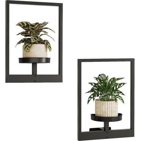 Ensemble de deux pièces : cadre pour plante mural, support pour plante de rebord de fenêtre et pot de plante mural (pot non inclus).