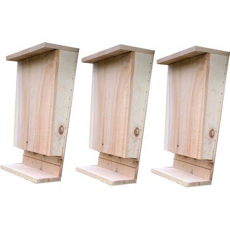 Set of 3 Wooden Bat Boxes with Landing Perch