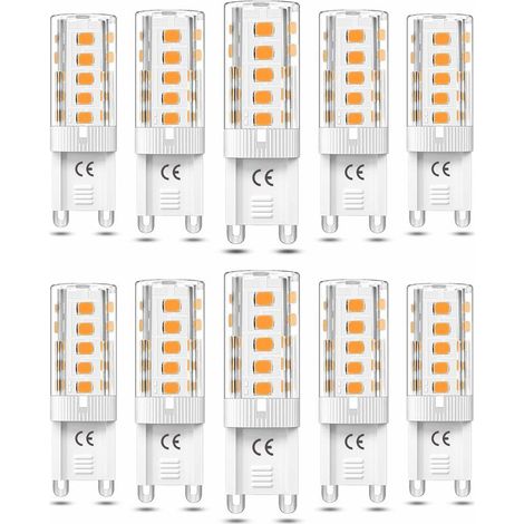Lot de 10 ampoules LED G9 non dimmables 5W blanc chaud 3000K, équivalent à 50W halogène AC110/220V [Classe énergétique F] (1/3)