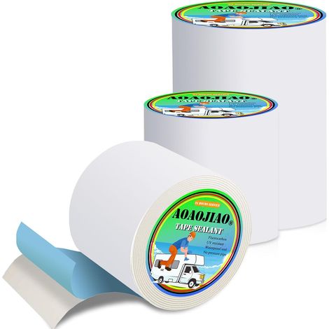 Ruban pour Caravane, Bande Bitumeuse Etancheite Autocollante Blanche pour RV, Gouttière, Toiture, Bateau réparer Les Fuite (Blanc, 10 cm x 5 m x 1 tome) (1/5)
