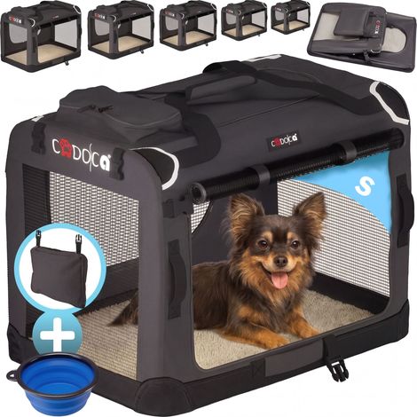 CADOCA® Hundetransportbox faltbar Katzentransportbox Transportbox Autobox Hundebox Box versch. Größen Farbwahl  S - Anthrazit