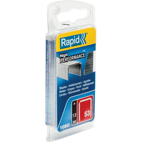 RAPID - Agrafes en fil fin, n°53/12mm - Blister 1080 Fixation textile, étiquette, décoration, bois tendre - (40109505)