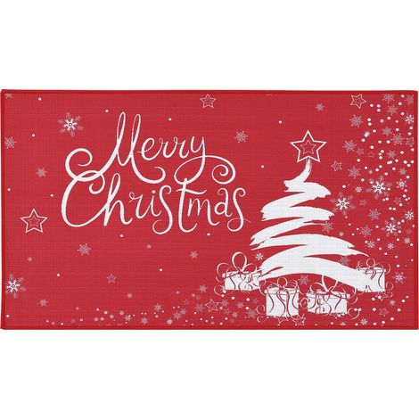 Doormat - Rubber Backed - Red, 50x80cm, Christmas Gift Design - for Doorway, Hallway, Entrance (1/5)