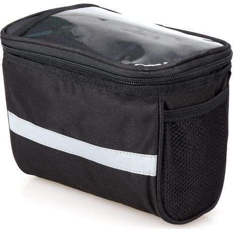 Waterproof Bicycle Handlebar Bag, Front Bicycle Bag, Waterproof Bicycle Phone Holder, Bicycle Bag, Mountain Bike Handlebar Bag, Basket, Cooler Bag with Reflective Strip, Touchscreen Front Bag (1/5)