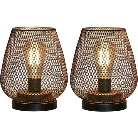 RHG lampe de chevet design pile lampes de table d'extéri Ensemble de 2 lampes de table à cage en métal lampe à poser salon sans fil les mariages fêtes patio pour intéri à extéri