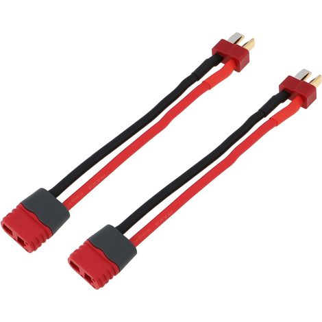 2X Lipo Battery Adapter Cables, T-Dean Female to Mini T-Dean Male, 14 AWG Wire Connection for RC Controller and Charger (1/5)
