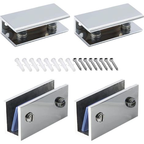 Lot de 4 Pinces à Verre Pince Verre Inox 304 Poli Pince à Verre Support étagère en Verre Réglable Clips de Fixation pour Vitre de Verre 8-12 mm pour Fenêtre de Main Courante Descalier de Balustrade (1/5)