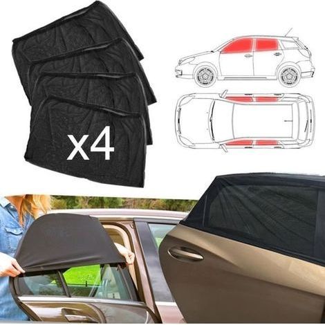 Saisonale Ausrüstung, Sonnenschutznetze für die vorderen und hinteren Seitenscheiben von Autos, 4 Stück, isolierend - Typ 40x80 cm