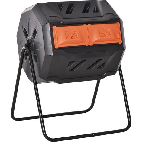 160L 360° Rotating Dual Chamber Composter Orange (1/5)