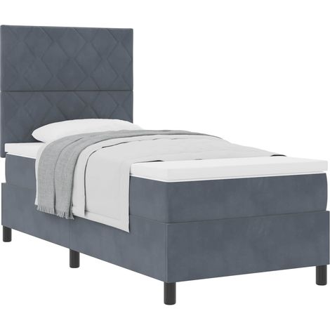 Box Spring Bed with Headboard Dark Grey 90 x 200 cm Velvet vidaXL (1/5)