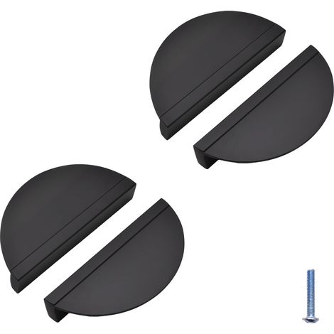 Poignées de tiroir demi-lune 4PCS, alliage d'aluminium noir, boutons d'armoire semi-circulaires décoratifs
