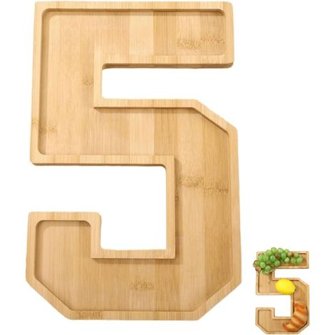 Plateau chiffre décoratif en bambou 30×20 cm
