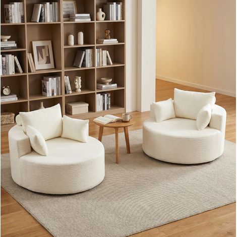 Sillón modular sin montaje chenilla beige con cojín OKMYHOME (1/5)