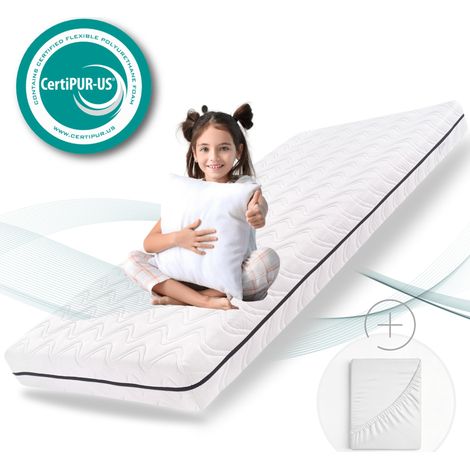 Alavya Home Kindermatratze COZY 80x180 cm Kaltschaum inkl. Spannbettlaken – 2-teiliges Set, Weiß (1/5)