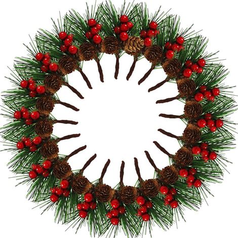 20 pièces de Baies de Noël artificielles,Branches de pin artificielles, Aiguilles de pin de Pommes de pin de Baies,pour Les Decoration Noel de Table de fête de Noel de Jardin,Deco Noel.