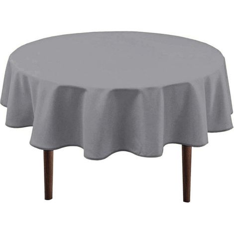Nappe ronde 180cm Gris clair Hydrofuge & Anti-taches Polyester