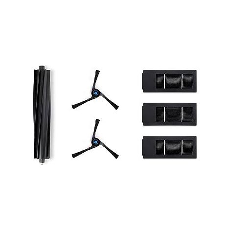 ECOVACS DEEBOT X2 OMNI SET DE REMPLACEMENT POUR ASPIRATEUR ROBOT, 1X BROSSE PRINCIPALE EN CAOUTCHOUC, 2 SETS DE BROSSES LATÉRALE