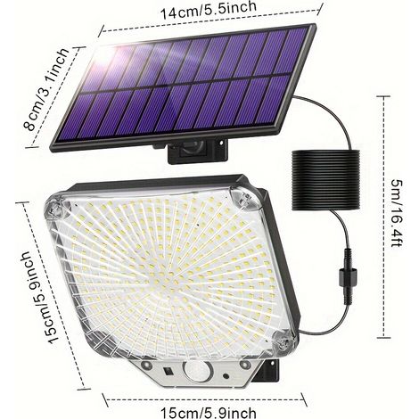 Wiederaufladbare Solar-Wandleuchte, ideal für Gärten, Garagen, Terrassen und Flure – Modell 9