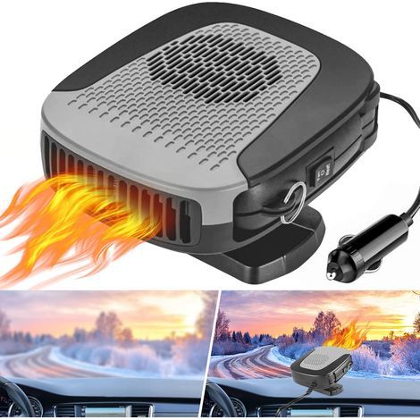 Dégivreur de pare-brise 150W – Chauffage portable 12V à brancher sur allume-cigare – Rotatif 360° pour déneigement rapide (1/5)