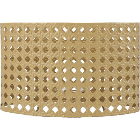 Ortviai Abat-jour ovale en fer ajouré avec gravure laser, jaune, compatible E14/E27, 23 x 14,5 cm