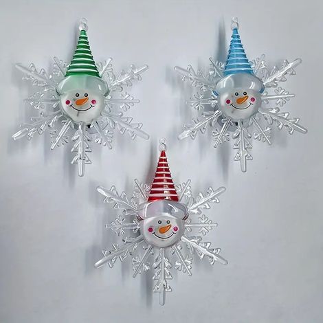 Veilleuse à ventouse bonhomme de neige LED flocon de neige, lampe de chevet, plafonnier (1/5)