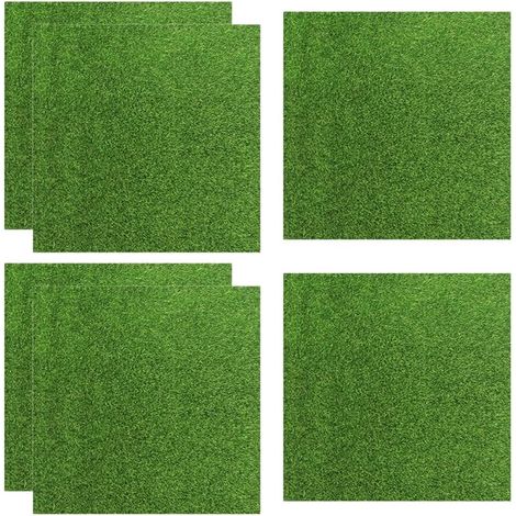 6 Pièces Gazon Artificiel Miniature 15x15 cm, Fausse Pelouse Exterieur, Tapis Gazon Synthetique pour Décoration de Jardin, Balcon, Terrasse et Aménagement Paysager, Herbe Mousse Bionique (1/5)