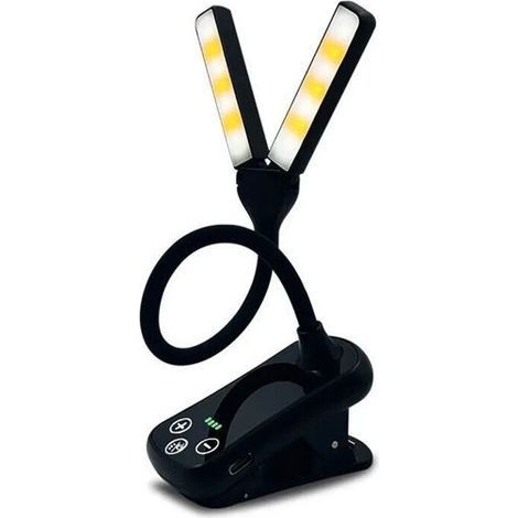 Wiederaufladbare, flexible Leselampe mit USB-Anschluss, 14 LEDs, Nachtlicht, Klemm-Schreibtischlampe (1/4)