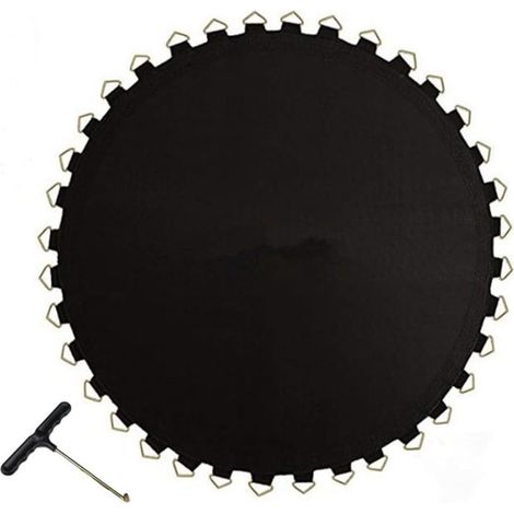 Tapis de rechange pour trampoline, trampoline rond, tapis de saut à ressort de sécurité, imperméable, résistant aux UV, anneaux en V, crochet boucle, coussin de lit de saut 3.06m (1/5)